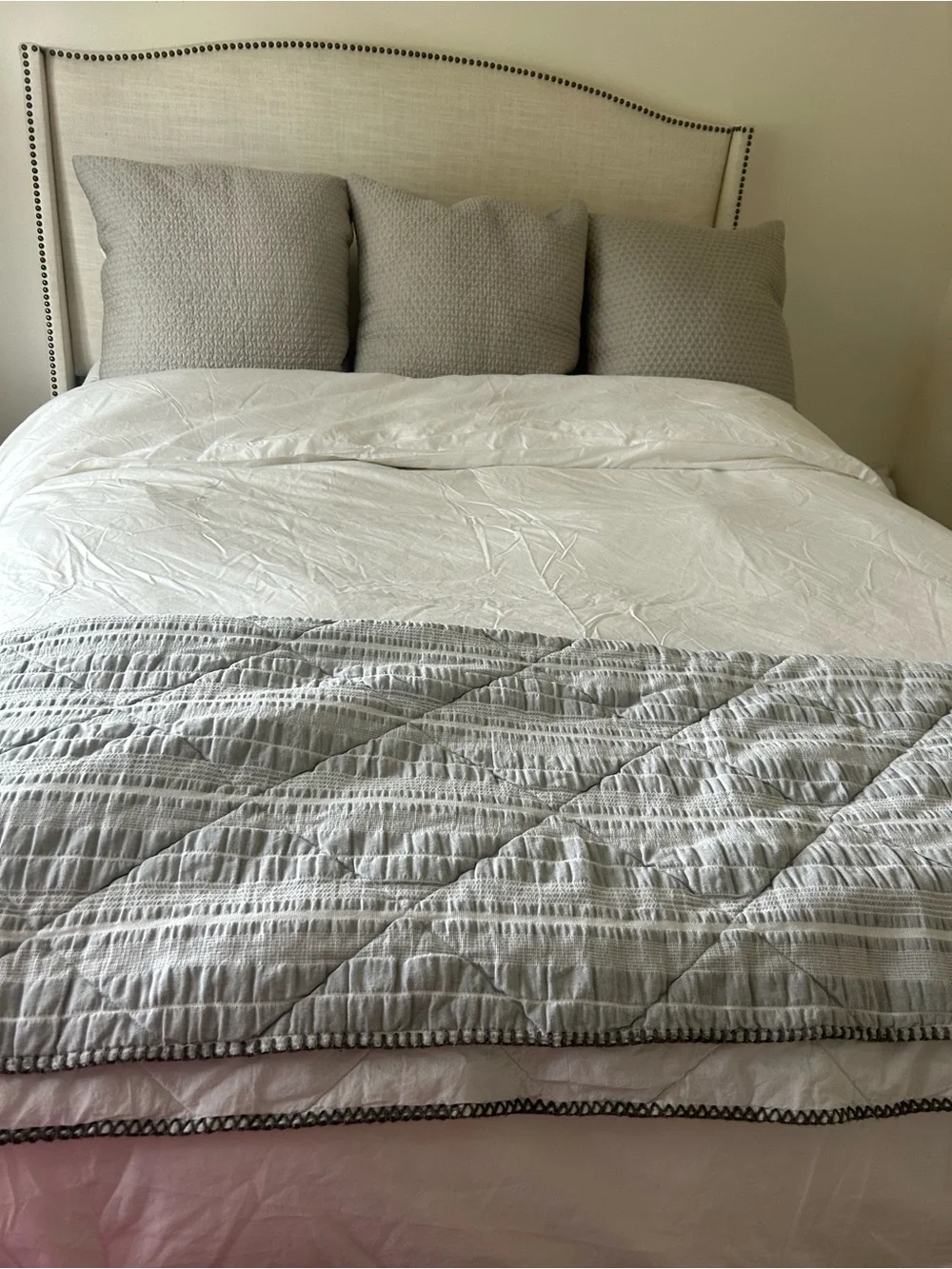 Inup Portugal Neutral Gray Quilted Bedspread blanket only